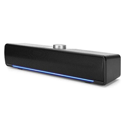Garsentx Soundbar, Mini soundbar multimediali da 3 W 2.0 canali con DSP Bass Technology Notebook per Home Theater, TV, PC, ECC.(Nero)
