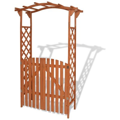 Arco Da Giardino Con Cancello In Legno Massello 120x60x205 Cm