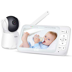 GHB Baby Monitor 5' 720P Videocamera Babyphone con IPS Schermo, Oscillazione 120°/350°, Audio Bidirezionale/Visione Notturna a Infrarossi, con Sensore en oferta