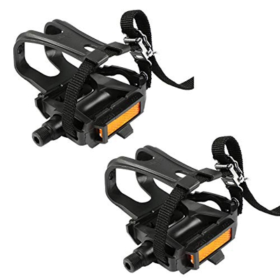 Busaky 1 Paio di Pedali per Bici da Bicicletta Universali con Cinghie A Pedale per L'esercizio di Spinning Mountain Road Bike Outdoor Indoor Cycling