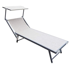 Lettino Sdraio da mare Ecrù in Acciaio con Parasole dimensioni 180x60x38/76H cm precio