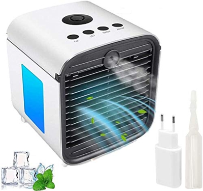 Mini Condizionatore Portatile Air Cooler Personale Mini Raffreddatore D'aria Condizionatori Ventilatore Raffrescatore Evaporativo Aria 3 IN 1 Umidific