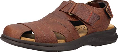 Clarks Hapsford Cove, Sandali da Pescatore Uomo, Pelle Marrone Tumbled, 42.5 EU