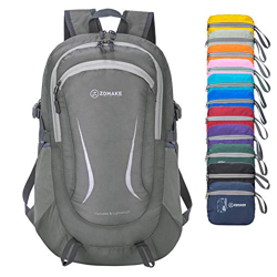 ZOMAKE Zaino Ripiegabile 35L, Zaino Leggero Pieghevole - Zainetto Impermeabile per Uomo Donna Hiking Viaggio Trekking Città Sportivo (Grigio Scuro) en oferta