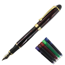 Gullor, penna stilografica x450, motivo a torsione, colore dell’involucro: blu profondo e oro. rouge sombre stylo plume ensemble en oferta