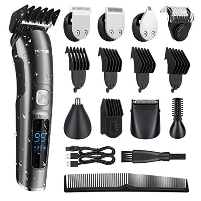 KYG Tagliacapelli Uomo Professionale 12 in 1 Regolabarba Lavabile Regolacapelli Rifinitore di Precisione per la Cura di Barba, Capelli e Corpo Lama in