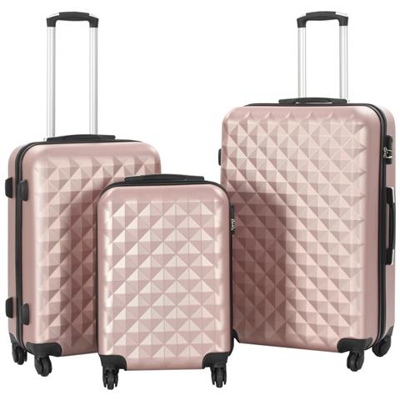 Set Trolley A Custodia Rigida 3 Pz Oro Rosa In Abs
