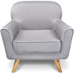 Poltrona in tessuto grigio e piedi in legno mod. Orchidea precio