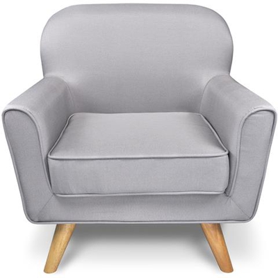 Poltrona in tessuto grigio e piedi in legno mod. Orchidea