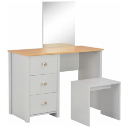 Tavolo Da Trucco Con Specchio E Sgabello Grigio 104x45x131 Cm precio