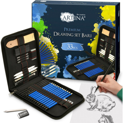 Kit per Disegno Bari - Astuccio artisti Super accessoriato con matite per Schizzi Lapis Grafite carboncino Gomma - Artina precio