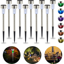 Set da 10 Lampade Solari a LED Impermeabili, per Giardino Terrazza in Acciaio Inox, Cambio di Colore, Argento características