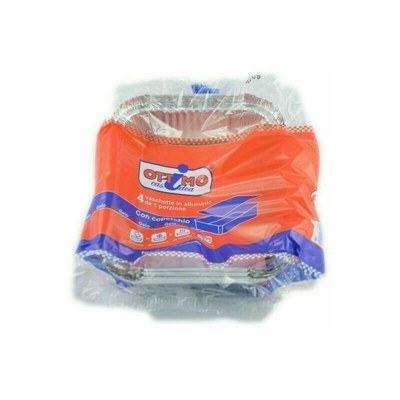 Ottimo - VASCHETTA ALLUMINIO CON COPERCHIO - 1 porzione, pz.4