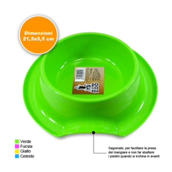 Ciotola Scodella Per Animali Cani Satti Sagomata In Plastica 21,5 cm Vari Colori precio