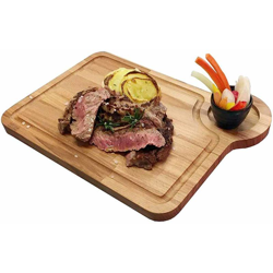 Bakaji - Vassoio Piatto Tagliete da Portata 37x28cm in Legno di Faggio con Porta Salse características