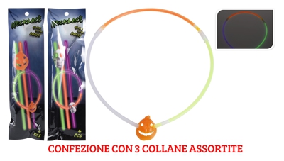 3 Collane Fosforescenti Halloween 28Cm Assortite