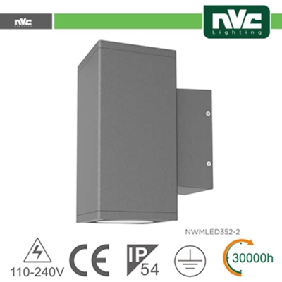 applique lampada parete 8 watt 1 luce 220-240 volt A+ CE IP54 bianco caldo grigio no lif nv3528w3k
