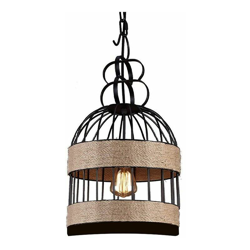 Lampadario gabbia uccelli a sospensione vintage E27 con gancio catena soffitto en oferta