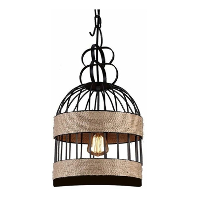 Lampadario gabbia uccelli a sospensione vintage E27 con gancio catena soffitto