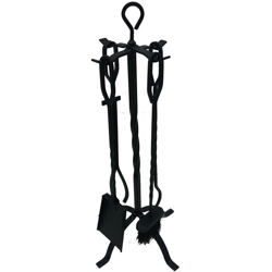 Tris trespolo utensili attrezzi in ferro kit per camino pinza paletta e scopetta en oferta