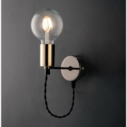 Applique urban industrial ferro cromo nero 1 luce con rifinitura oro lucido características