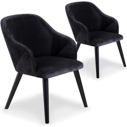 Set Di 2 Poltrone Liberto In Velluto Nero en oferta