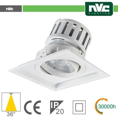 NVC - faretto incasso 24 watt 1 luce 220-240 volt 36° A+ CE bianco bianco caldo no quadrato lif nvm2c1x24w3k36