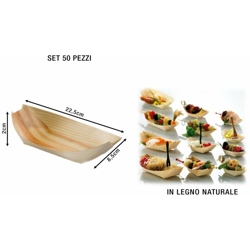 Piroga Legno Standard Cm.22,5X8,5X2 Set 50 Pz. en oferta