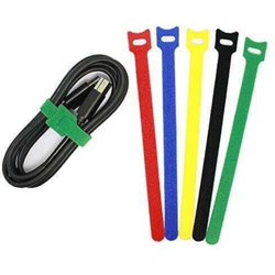 SET 6 FASCETTE IN VELCRO AUTOADESIVE COLORI MISTI 12X200 mm NYLON CAVI CAVO 572 en oferta