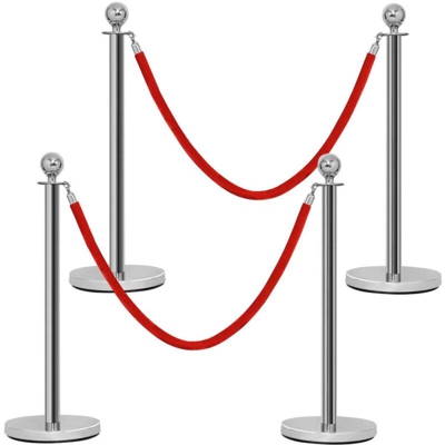 4 x Colonnine Segnapercorso Transenna Eliminacode Separacode, Paletti di Delimitazione per Hotel Ristorante Cinema