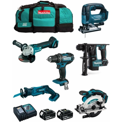 MAKITA Kit MPK18623A (DDF482 + DHR171 + DGA504 + DSS610 + DJV182 + DJR185 + 2 x 3,0 Ah + DC18RC + LXT600)