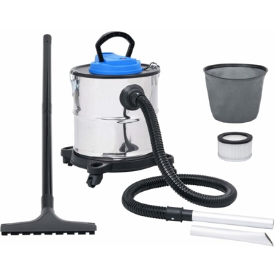 vidaXL Aspiracenere con Tubo e Spazzola in Acciaio Inox - Argento