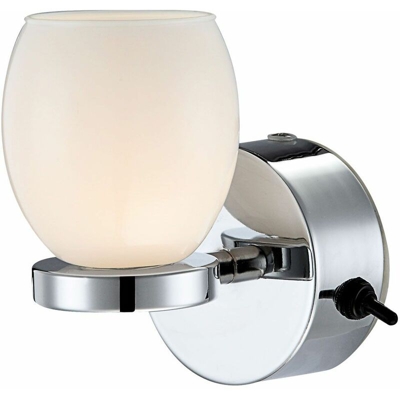 Globo - 3 Watt LED parete di vetro chiara opalino argento IP44 illuminazione cromo 44.200-1