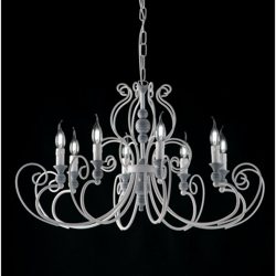 Lampadario in ferro laccato bianco shabby e grigio vintage cm 87 precio