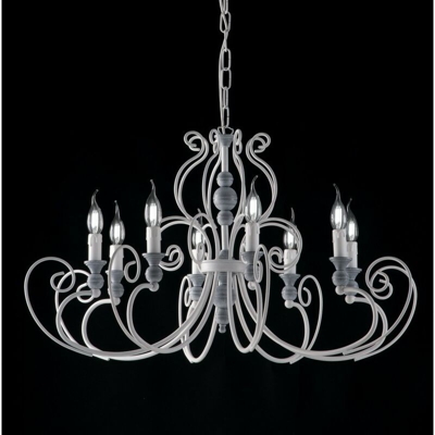 Lampadario in ferro laccato bianco shabby e grigio vintage cm 87