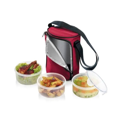 Borsa Termica Isolante Per Alimenti Con 3 Contenitori Inclusi da 1.5L Bordeaux