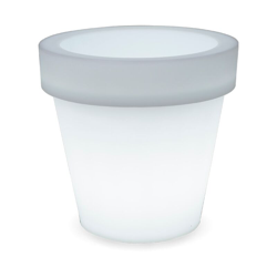 Vaso tondo con luce 30 SOLARE + BATTERIA RICARICABILE (USO ESTERNO E INTERNO) RGB + BIANCO CALDO E BIANCO FREDDO NEUTRO - Moovere en oferta