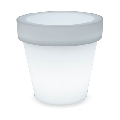 Vaso tondo con luce 30 SOLARE + BATTERIA RICARICABILE (USO ESTERNO E INTERNO) RGB + BIANCO CALDO E BIANCO FREDDO NEUTRO - Moovere