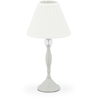 Relaxdays - Lampada da Tavolo, con Cristallo, Paralume in Stoffa, E14, Luce per Salotto, Comodino, 42 x 21 cm, Grigio