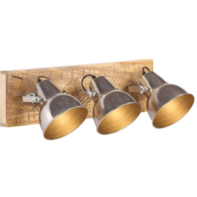 vidaXL Lampada da Parete Industriale Argento 70x23 cm E27 Legno Mango - Argento