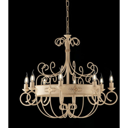 Lampadario in ferro battuto laccato avorio decape 8 luci con fregi en oferta
