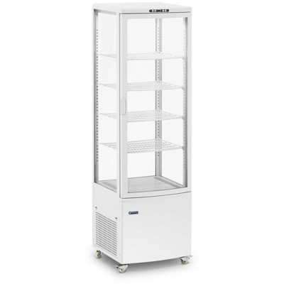 Royal Catering - Vetrina Refrigerata Da Banco 238 L Teca 5 Ripiani Bianco Chiudibile Chiave Ruote