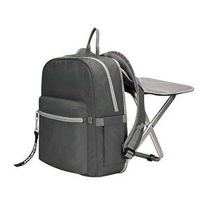 BigTron Zaino Sgabello, Ultraleggero Zaino di Grande capacità, Sgabello Pieghevole da Pesca con Zaino Perfetto per Campeggio Escursionismo (Grigio)