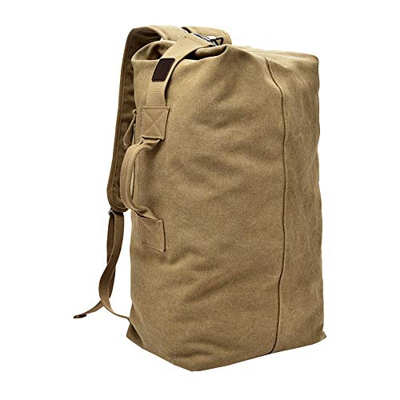 VRIKOO Cylinder Canvas Travel Backpack Large Capacity Duffel Shoulder Bag Outdoor Sport Hiking Rucksacks