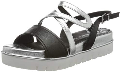 Marco Tozzi 2-2-28437-34, Sandali con Cinturino alla Caviglia Donna, Nero (Black Comb 098), 40 EU