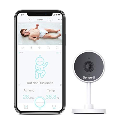 Sense-U Video Baby Monitor con videocamera HD 1080P, audio bidirezionale, visione notturna, WiFi (compatibile con Sense-U Baby Breathing Monitor)