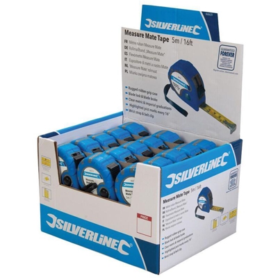 Silverline Espositore di flessometri Measure Mate 30pz 5 m x 19 mm