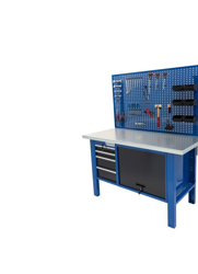 Tecnolam - Banco da lavoro Werkmeister 1500 4 Cassetti 420*615*565+ Cassettone con chiusura ad anta basculante -pannello Profi - piana in Ferro características