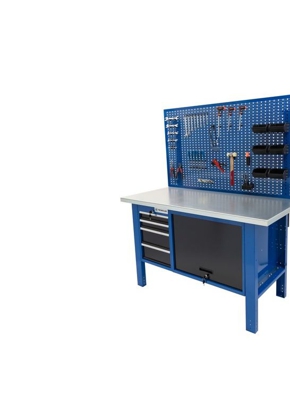 Tecnolam - Banco da lavoro Werkmeister 1500 4 Cassetti 420*615*565+ Cassettone con chiusura ad anta basculante -pannello Profi - piana in Ferro