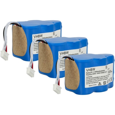 3x vhbw Ni-MH Batteria 3300mAh (6V) per Aspirapolvere COD 35601130, RB001 come 945-0006, 945-0024, 205-0001, LP43SC3300P5.